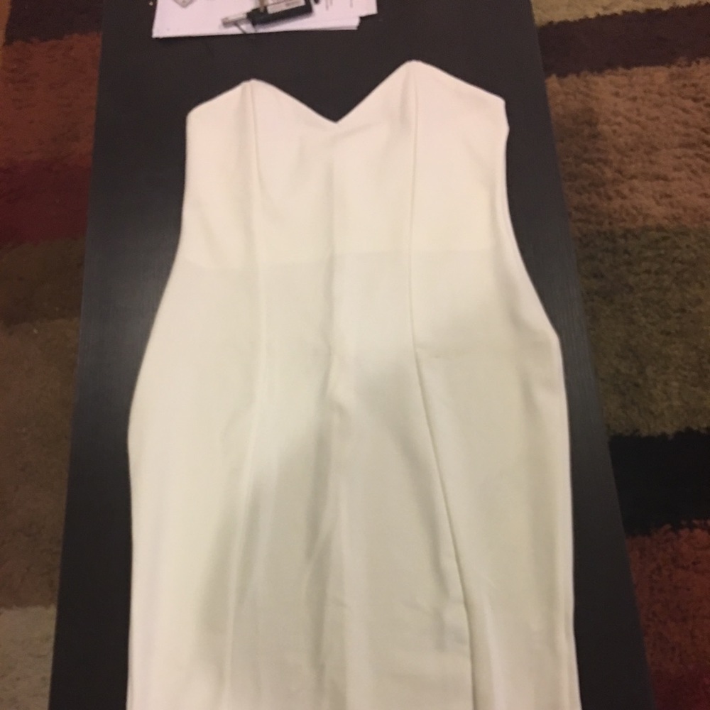Boohoo White Strapless Dress